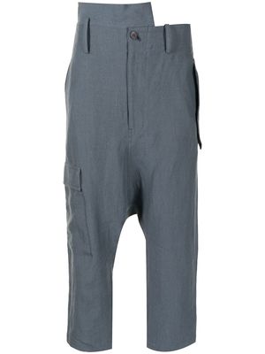 Yohji Yamamoto dropped-crotch cropped trousers - Blue