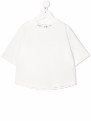Palm Angels Kids logo-print cotton T-shirt - White