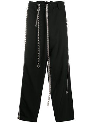 Yohji Yamamoto chain-detail straight leg trousers - Black