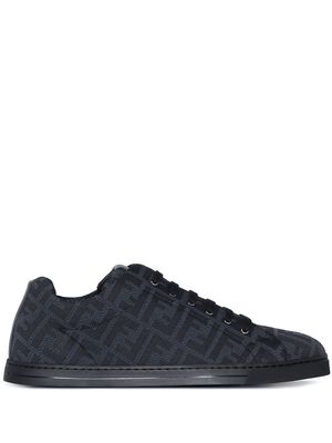 Fendi FF monogram-pattern lace-up sneakers - Black