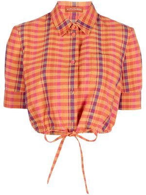 Altuzarra Ben plaid cropped shirt - Orange
