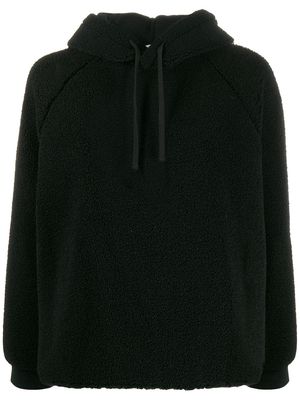 YMC shearling drawstring hoodie - Black