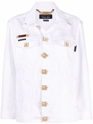 Philipp Plein logo-patch denim jacket - White