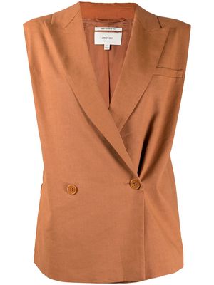Oroton double-breasted sleeveless blazer - Brown