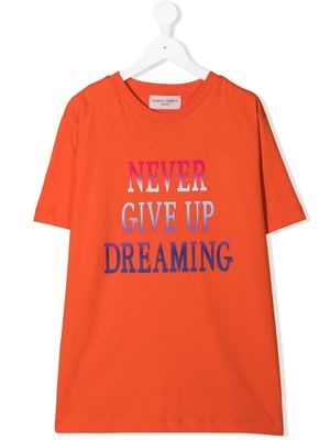 Alberta Ferretti Kids TEEN Never Give Up Dreaming-print T-shirt - Orange