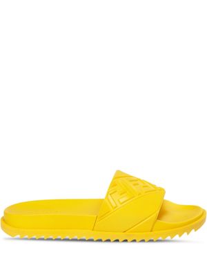 Fendi FF embossed logo slides - Yellow