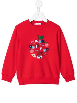 Familiar embroidered motif cotton sweatshirt