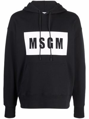MSGM contrast-logo long-sleeve hoodie - Black