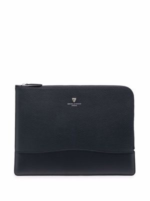 Aspinal Of London City Tech leather laptop bag - Blue