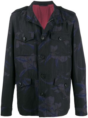 ETRO concealed zipped floral print coat - Blue