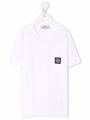 Stone Island Junior logo-patch detail T-shirt - White