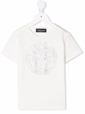 Versace Kids rhinestone-Medusa cotton T-shirt - White