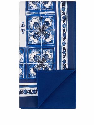 Dolce & Gabbana Mediterraneo-print double-faced blanket - Blue