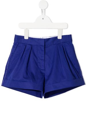 Marni Kids pleated cotton shorts - Blue