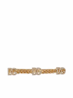 Dolce & Gabbana rhinestone DG-logo hair clip - Gold