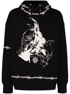 Givenchy Gothic print hooded sweatshirt - Black