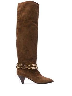 Alevì Camille chain-embellished knee-high boots - Brown