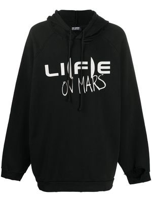 Raf Simons slogan-print long-sleeve hoodie - Black