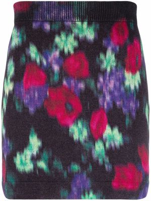 Kenzo abstract floral-print knitted mini skirt - Green