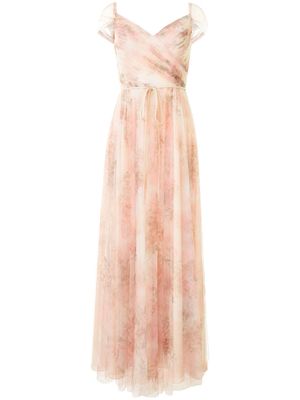 Marchesa Notte floral-print bridesmaid gown - Neutrals