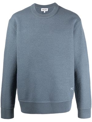 Kenzo logo patch knitted jumper - Blue