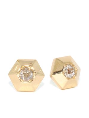 FRED LEIGHTON 18kt yellow gold diamond hexagonal stud earrings