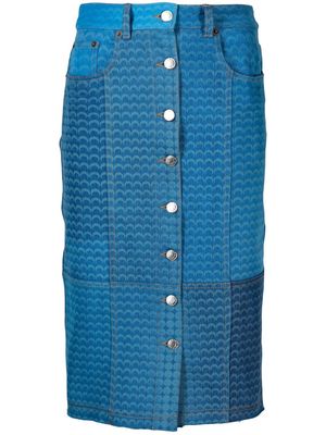 Marine Serre Moonfish-print denim skirt - Blue