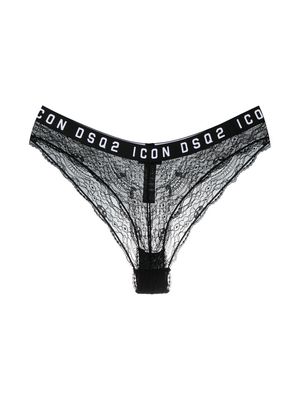 Dsquared2 logo-waistband lace briefs - Black