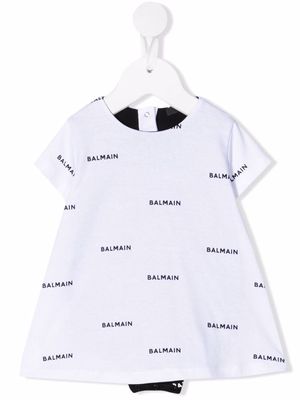 Balmain Kids logo shift dress - White