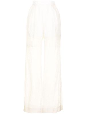 Mame Kurogouchi high-waist jacquard sheer trousers - White