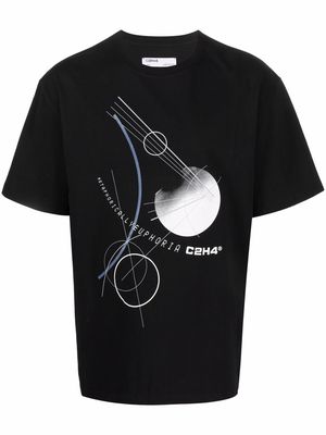 C2h4 graphic-print cotton T-shirt - Black