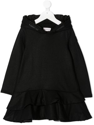 Moncler Enfant hooded ruffle detail dress - Black