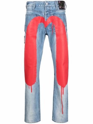 Evisu x Sfera Ebbasta painted-logo jeans - Blue