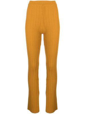 Adam Lippes cotton crepe flared trousers - Yellow