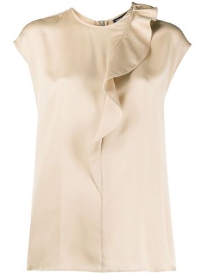Giorgio Armani silk ruffle trim blouse - Neutrals