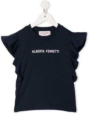 Alberta Ferretti Kids logo-print cotton T-shirt - Blue