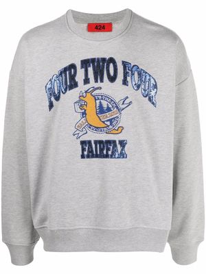 424 embroidered varsity-style sweatshirt - Grey
