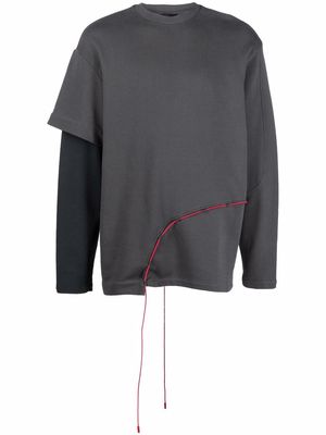 A BETTER MISTAKE cord-detail asymmetric sweatshirt - Grey