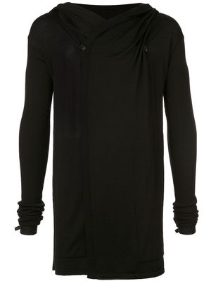 Rick Owens wool drape hooded sweater - Black