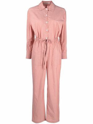 12 STOREEZ striped organic cotton jumpsuit - Pink
