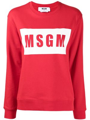 MSGM logo-print cotton sweatshirt - Red