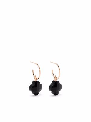 Morganne Bello 18kt rose gold Clover stone black onyx hoop earrings - Pink