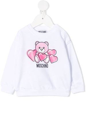 Moschino Kids bear-motif crew-neck sweatshirt - White