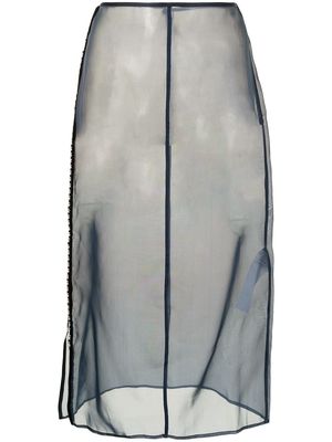 Jil Sander beaded trim straight skirt - Blue