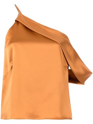 Michelle Mason draped cowl asymmetrical top - Orange