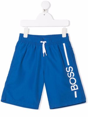 BOSS Kidswear logo-print swim shorts - Blue