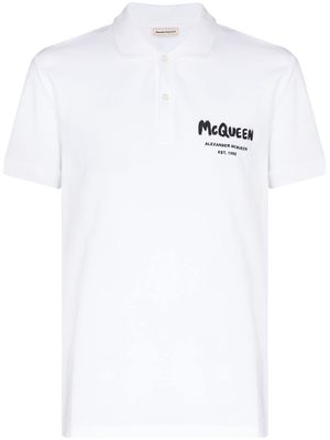 Alexander McQueen graffiti-logo polo shirt - White