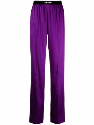 TOM FORD logo-patch straight-leg trousers - Purple