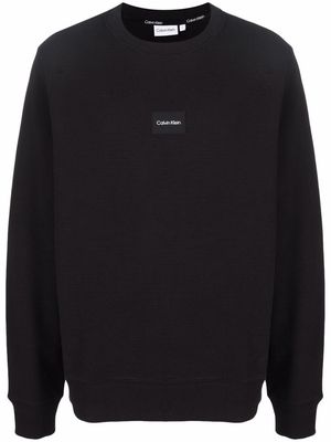 Calvin Klein logo-patch waffle-knit jumper - Black
