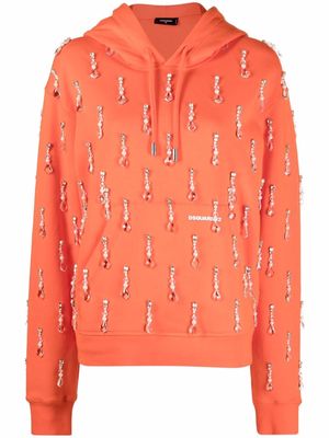 Dsquared2 bead-embellished hoodie - Orange